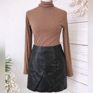 Noisy May Black Faux Leather Mini Skirt Size S PU Leather Zip Size